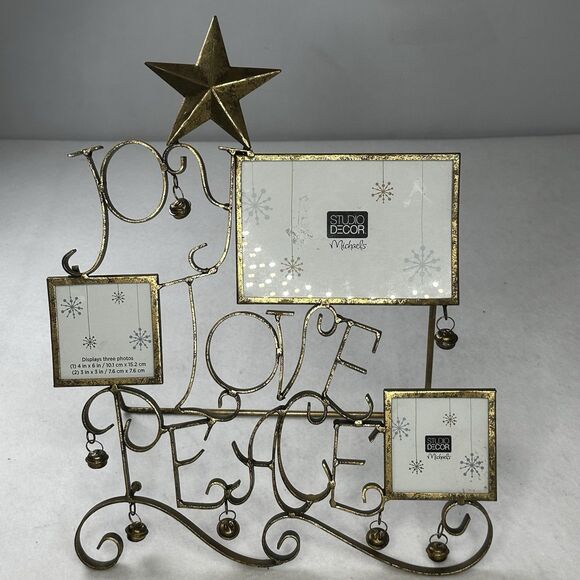 Studio Décor Joy Love Peace tabletop photo frame Christmas Holiday Decor Accent - Picture 2 of 8